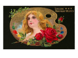 Sincere Birthday Wishes, Lady's Face on Palette Posters