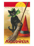 Halloween, Cat and Broom Poster