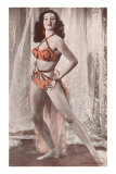 Woman in Orange and Black Bathing Suit Posters