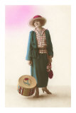 French Fashion, Lady with Hat Box Posters