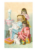 Girls Reading Newspaper Prints