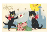 French Black Cats, Bonne Annee Print