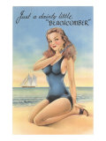 Beachcomber, Girl in Black One-Piece Lámina giclée Beachcomber, Girl in Black One-Piece Lámina giclée