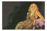 Woman Lounging in Lace Dress Prints