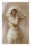 French Fashion, Woman in Hat with Bare Arms Posters