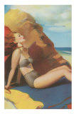 Redhead on Beach in Two-Piece Plakat Redhead on Beach in Two-Piece Plakat