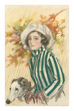 French Fashion, Woman with Borzoi Posters