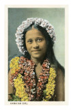 Hawaiian Girl with Leis Lámina Hawaiian Girl with Leis Lámina