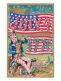 Uncle Sam with Banner and Flowers Lámina giclée Uncle Sam with Banner and Flowers Lámina giclée