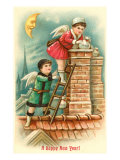 Happy New Year Cherubs at Chimney Pósters
