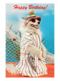 White Dog in Beachwear Lámina giclée