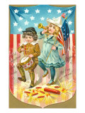 4th of July, Children with Bugle and Drum Prints