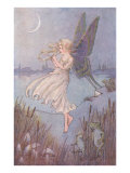 Butterfly Girl Playing Flute Lámina giclée