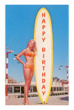Happy Birthday, Blonde with Long Board Prints