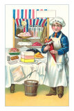 Patissier présentant ses desserts, Illustration Photographie