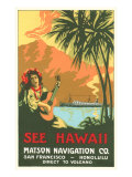 See Hawaii, Ocean Liner Advertisement Posters