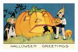 Children with Giant Jack O'Lantern Posters