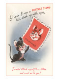 Cute Cartoon Creature with Stamp Lámina giclée
