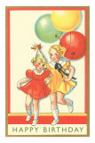 Young Girls with Balloons Prints