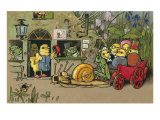 Chick Family Arriving at Inn Lámina giclée Chick Family Arriving at Inn Lámina giclée