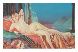 Blonde Vamp Lounging by Pyramids Photo