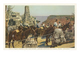 Mules at Lookout, Grand Canyon - Giclee Baskı