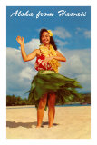 Aloha from Hawaii, Hula Girl on Beach Posters