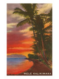 Mele Kalikimaka, Sunset on Lagoon Poster