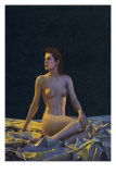 Female Nude on Gold Drapery Prints