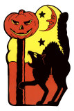 Cat, Jack O'Lantern and Moon Posters