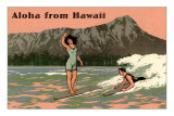 Aloha from Hawaii, Old Fashioned Surfers Prints