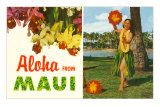 Aloha from Maui, Hula Girl and Flowers Photo