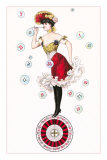 Danseuse de french cancan perchée sur une roulette Posters