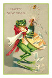 Sommelier Frog Popping Champagne Cork Affiche