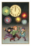 Children with Lanterns at Midnight Poster