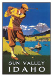 Sun Valley, Idaho, Golfing in Mountains Kunstdruck