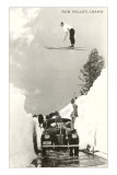 Sun Valley, Idaho, Ski Jumper Over Car Kunstdrucke