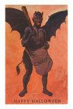 Happy Halloween, Devil with Candy Bag Prints