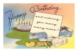 Happy Birthday, Cake and Presents Poster