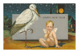 Stork and Cherub Sucking Thumb Posters