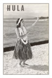 Hula Girl with Lei on Beach Photographie