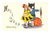 Halloween Greetings, Children with Jack O'Lantern Print