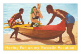 Having Fun in Hawaii, Woman in Outrigger Prints