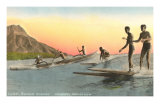 Surfeurs à Waikiki, Hawaï Affiche