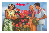 Hawaii, Tourist Couple, Fruit, Hawaiian Lady Posters