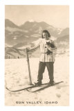 Sun Valley, Idaho, Girl Skiing with Cat Póster Sun Valley, Idaho, Girl Skiing with Cat Póster