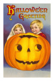 Halloween Greeting, Children with Jack O'Lantern Prints