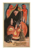 Halloween Greetings, Witch and Jack O'Lantern Posters