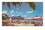 Waikiki Beach et Diamond Head, Hawaii Affiche