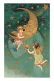 Feliz año nuevo, querubines en la luna Pósters Feliz año nuevo, querubines en la luna Pósters